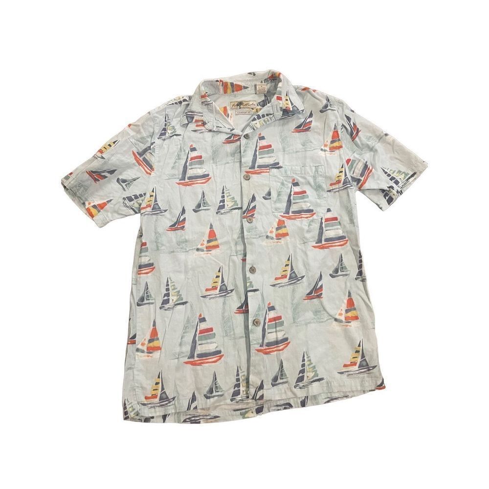 Joe Marlin nautical sail‎ boat button down collar shirt size medium